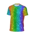 thumbnail image 6 of Wukai Glitter Rainbow Print Men's Short-Sleeved Mesh T-Shirt,Quick-Dry Short Sleeve Workout T-Shirt-X-Large, 6 of 8