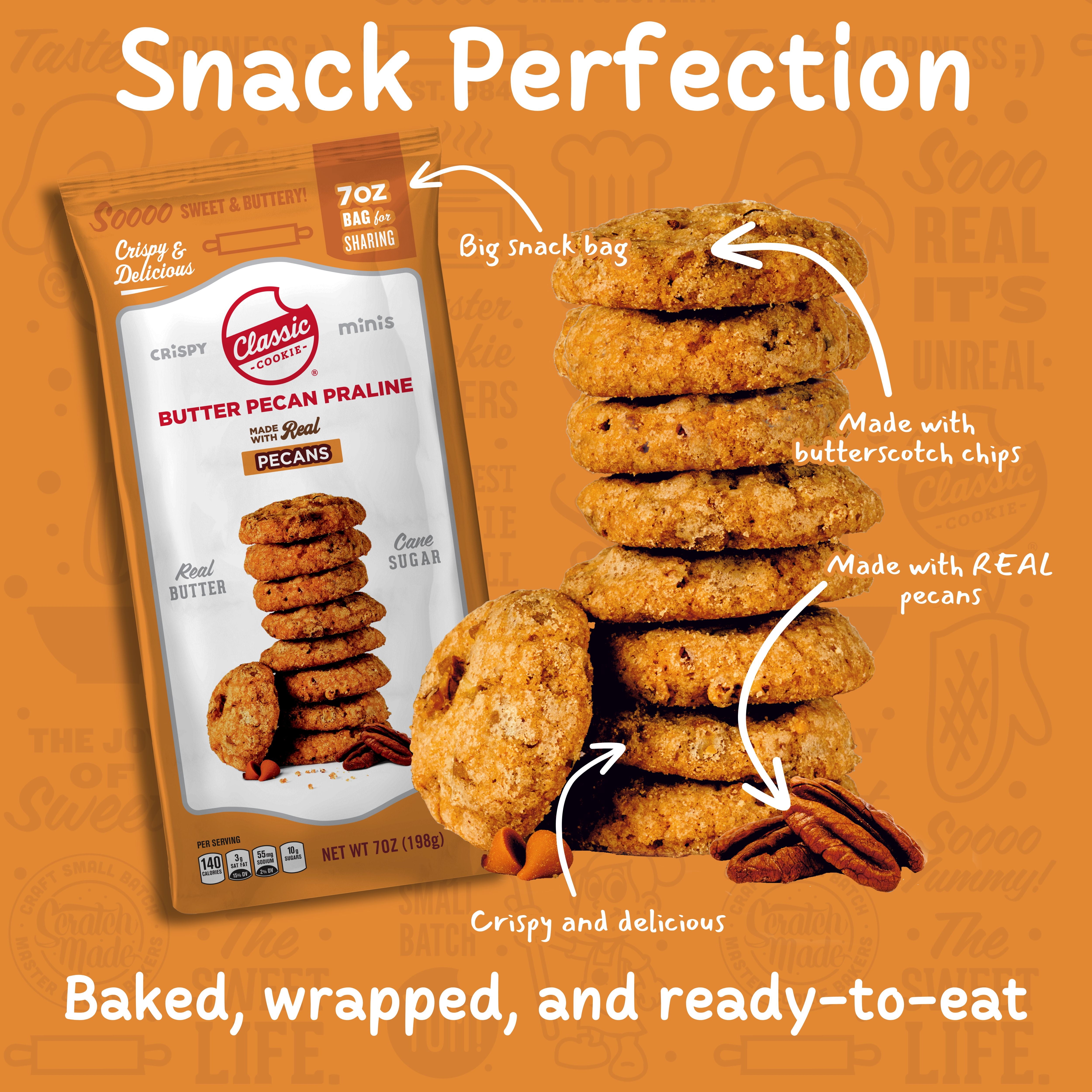 Classic Cookie, Crispy Mini Cookies, Butter Pecan Praline 7oz, 2 Bags