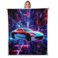 thumbnail image 1 of Erosebridal Racing Car Sherpa Blanket 50x60,Gradient Geometric Fuzzy Blanket Throw,Race Car Bedroom Decor, 1 of 6