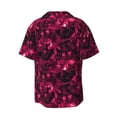 thumbnail image 6 of Lsque Burgundy Tie Dye print Men's Cuban Collar Short Sleeve Shirt Summer Beachwear Casual Button Down Fashionable Vacation Leisure Shirt-Small, 6 of 7