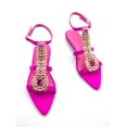 thumbnail image 4 of Women's Chic Rhinestone Chain Buckle Decoration Lycra Pointed Toe Slingback Party Flat Sandals, 4 of 4