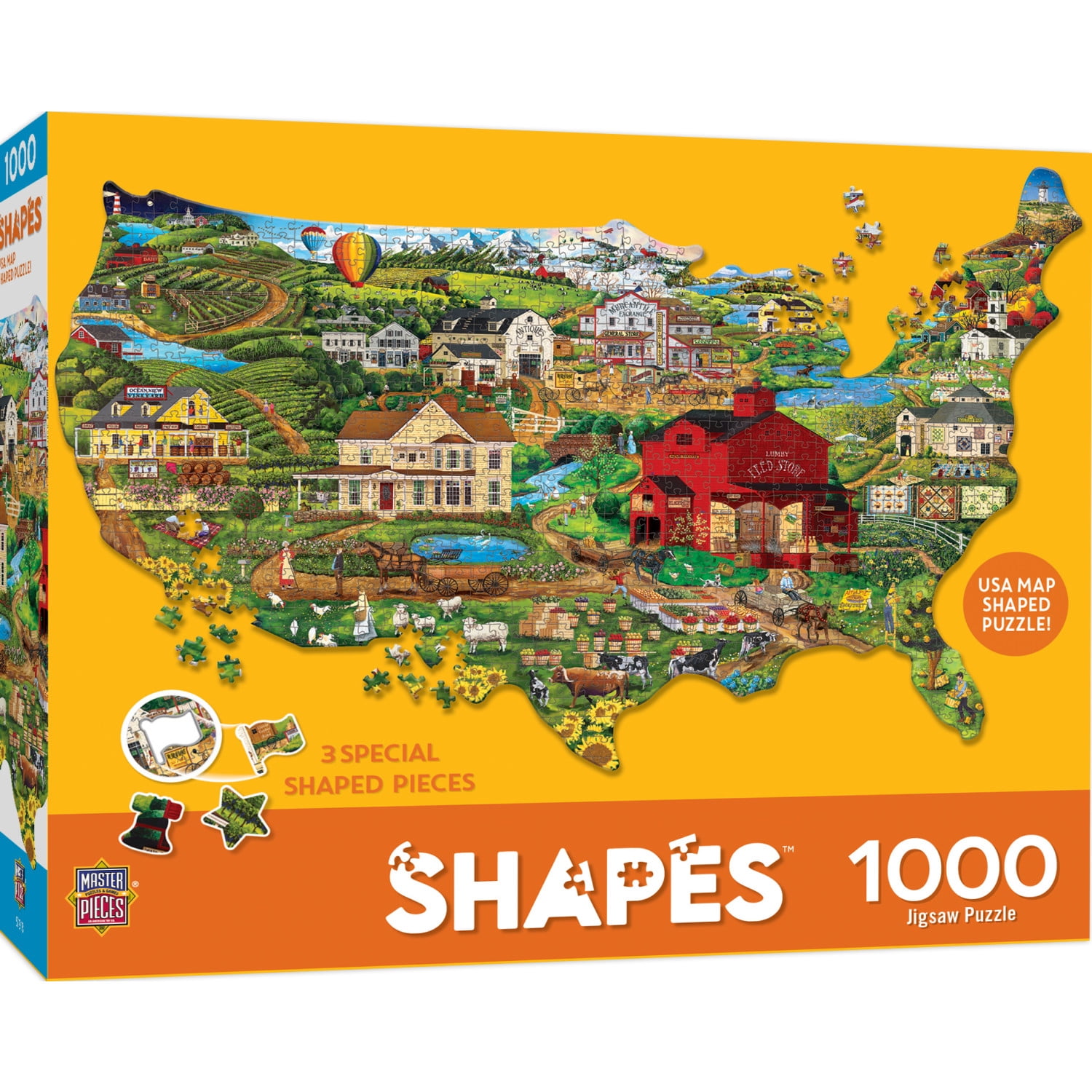 MasterPieces 1000 Piece Jigsaw Puzzle - United States Shape - 34.7"x22.1"
