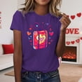 thumbnail image 2 of T-shirts de la Saint-Valentin pour Femmes 2026 Mode Manches Courtes Col Rond Cœur Graphique, 2 of 4
