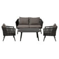 thumbnail image 2 of Emma + Oliver Black & Gray Woven All-Weather Four-Piece Conversation Set with Cushions & Metal Coffee Table for Porch, Backyard and Patio, 2 of 16