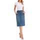thumbnail image 2 of Falda de mezclilla para mujer INSPIRE CHIC con abertura trasera, elástica, de cintura alta, casual, midi, de mezclilla, color M azul, 2 of 6