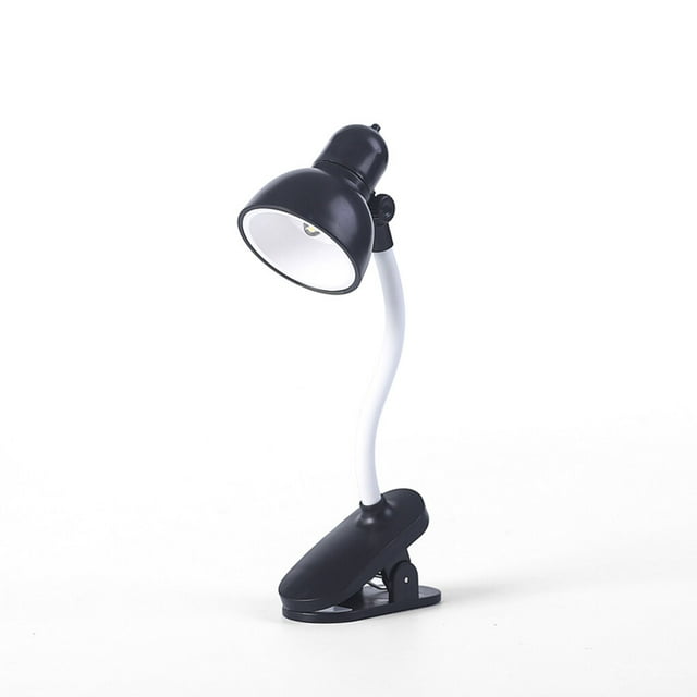 pitrice Reading Light Adjustable Clip Mini Desktop Table Lamp Battery Powered Camping Portable Clamp Night Light, Black