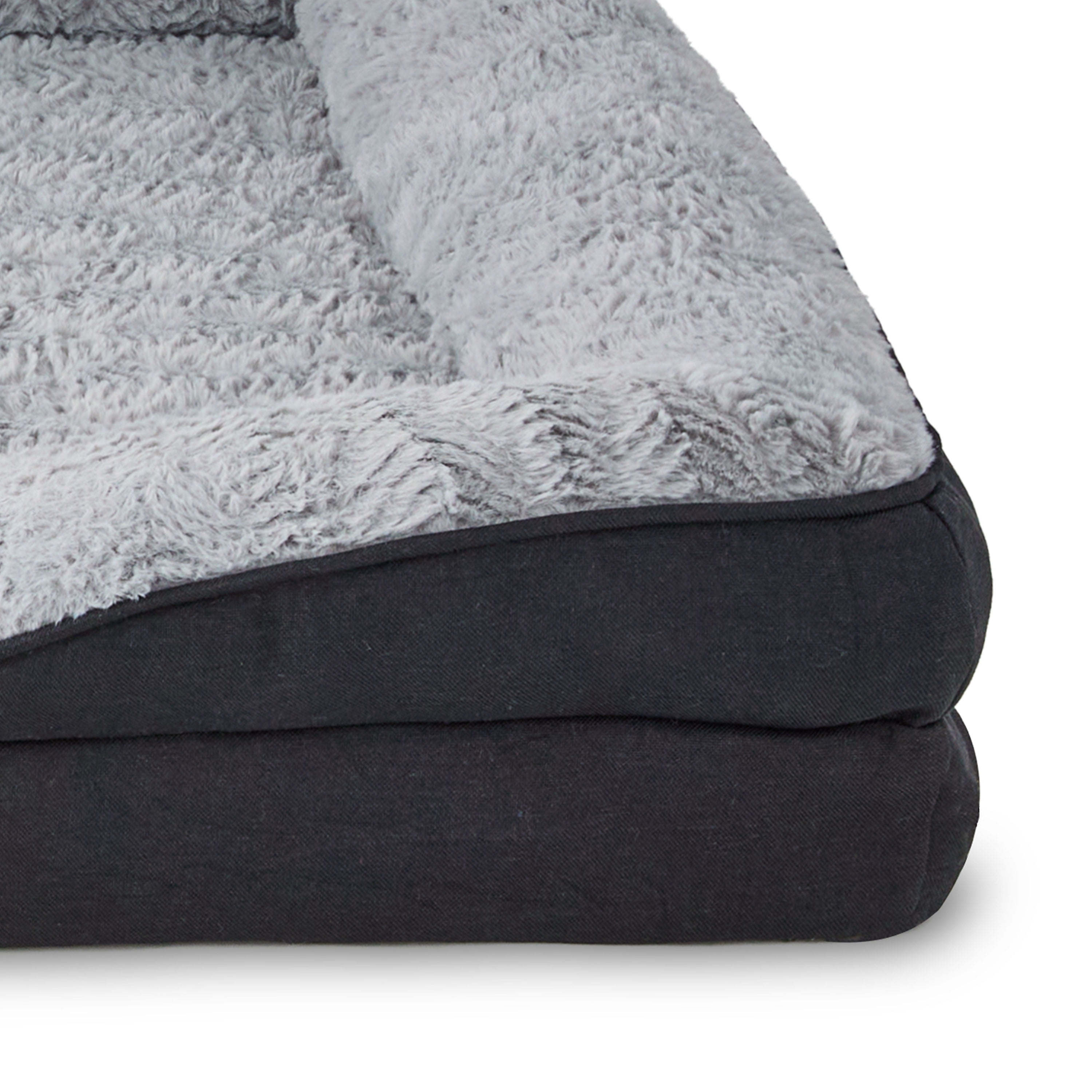 Vibrant Life Extra Large Orthopedic Bolster Dog Bed, Black, 35" x 48"