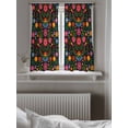 thumbnail image 5 of Bohemian Tier Curtains 45 Inch Length,Sheer Curtains for Bedroom Living Room Window Red Green Tribal Mexican Abstract Flower Rod Pocket Drapes Kitchen Curtains Small Half Window 27.5"x45" 2 Panels, 5 of 6