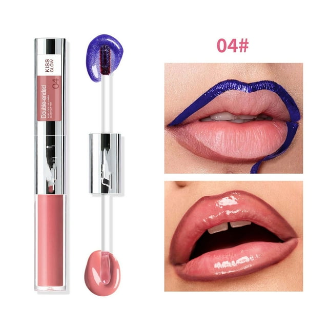 Barra de labios azul perlado, brillo de labios de doble punta, resistente al agua, antiadherente, delineador de labios en formato lápiz.