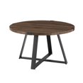 thumbnail image 1 of Walker Edison Table Basse Ronde en Métal avec Base Noire et Design Industriel Urbain Rustique, Noyer Foncé, 1 of 6