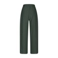 thumbnail image 5 of Lenpel Women's Wide Leg Pants Cotton Linen High Waisted Drawstring Loose Casual Beach Trousers Baggy Lounge Pants, 5 of 6