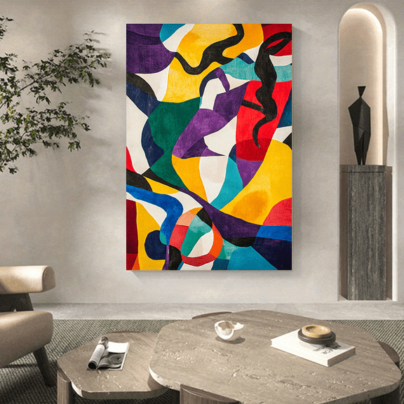 1pc Vibrant Abstract Canvas Art Print, 31.49x47.2 inches - Frameless, Colorful Geometric Design, Ideal for Home & Office Wall Decor, Living Room, Bedroom, Kitchen, Bathroom, Hotel, Cafe