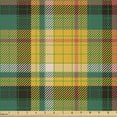 thumbnail image 2 of Ambesonne Orange Plaid Fabric by the Yard Microfiber, Square Check Tartan, 3 Yards, Forest Green and Coral, 2 of 2