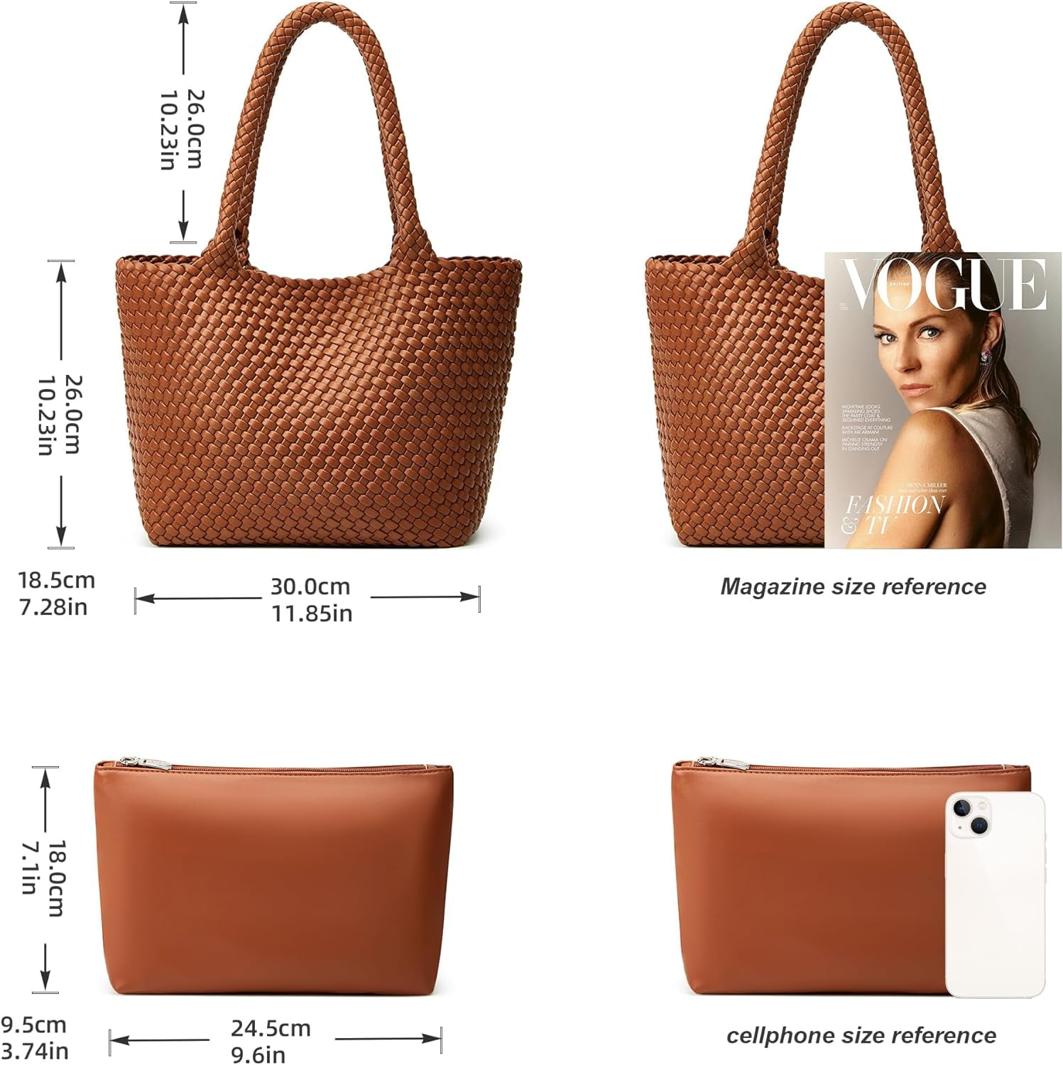 Woven Tote Bag Womens Purse: Vegan Leather Shoulder Handbags - Fashion Summer Beach Tote Bags - Large Travel Totes
