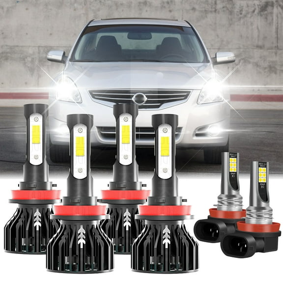 H9 H11 High Low Beam for Nissan Altima 2007-2013 2014 2015 2016 2017 2018 LED Headlights H8 Fog Lights 6pcs