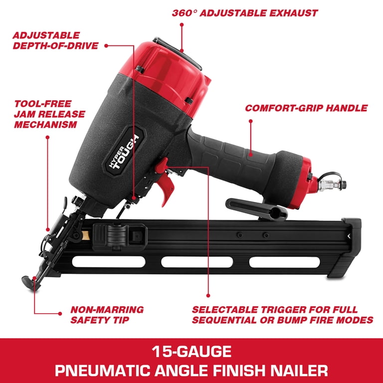 Hyper Tough 15 Gauge Pneumatic Angled Finish Nailer, DA1564V