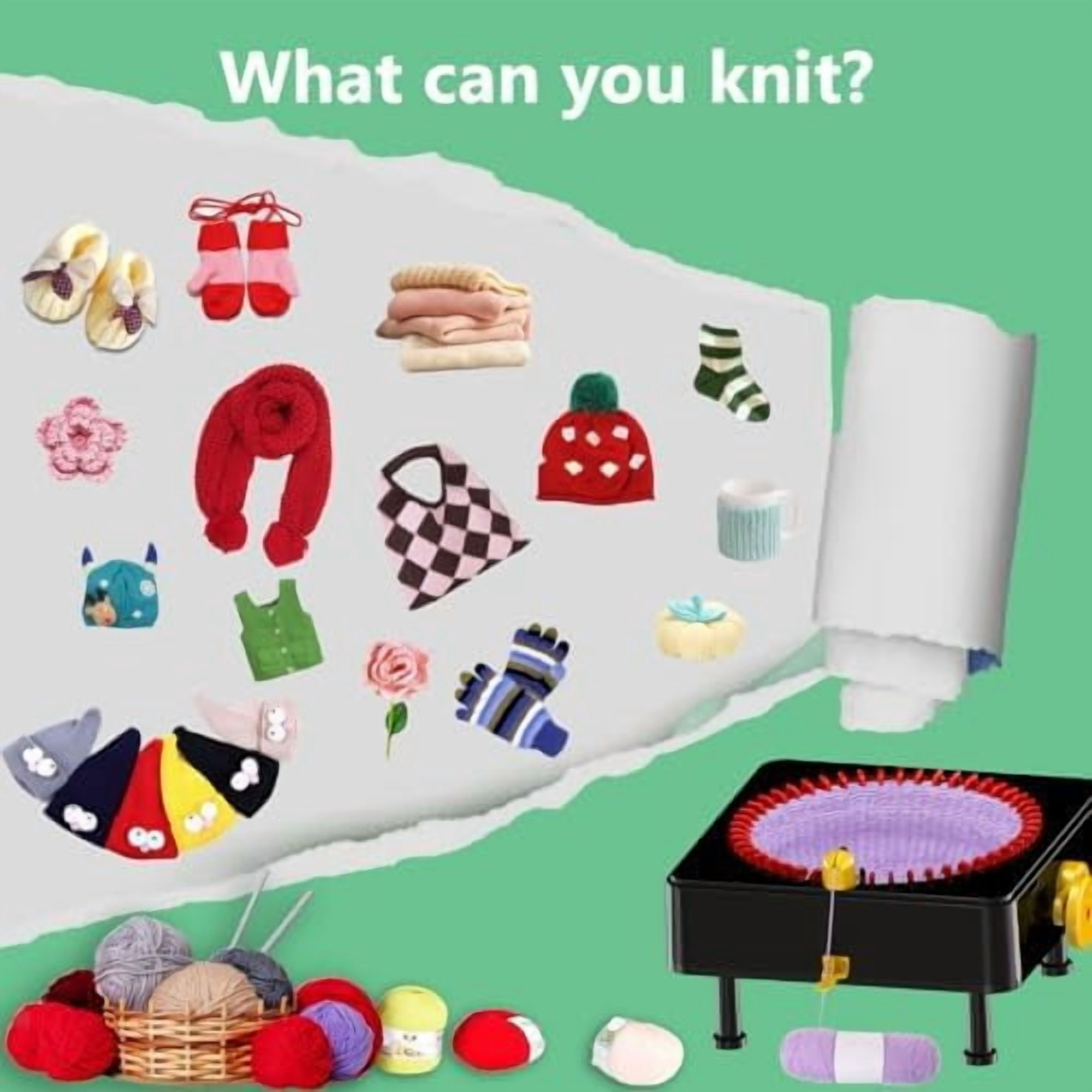 Knitting Machine 48 Needles Knitting Crochet Machines for Adults and Beginners, Smart Knitting Loom Machine for Hat, Socks, Scarves, Gloves, Knitting Looms Board Rotating Double Knit Machine Kit