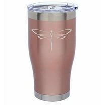 Rose Gold Double Wall Vacuum Insulated Stainless Steel Tumbler Travel Mug Dragonfly (24 oz)