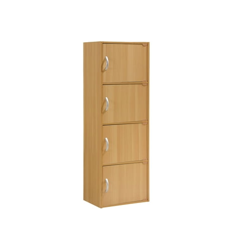Hodedah 4-Shelf 4-Door Bookcase in Beech