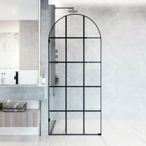 VIGO Arden 34 in. W x 78 in. H Framed Fixed Shower Screen Door in Matte Black with 3/8 in. (10mm) Clear Glass