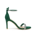 thumbnail image 4 of BLISSFUL STEP Women's Shoes Stiletto Heels Rhinestone Ankle Tie Open Toe Faux Suede Party Sandals Green 6, 4 of 8