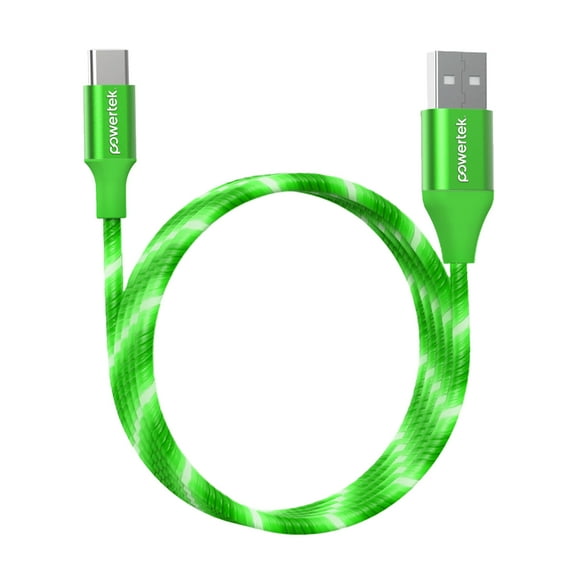 Liquipel Powertek USB-A to USB-C Light-Up Cable - Green