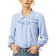 thumbnail image 1 of INSPIRE CHIC Women's Button Down Long Sleeve Cuff Ruffle Detail Blouse Shirt Tops, 1 of 4