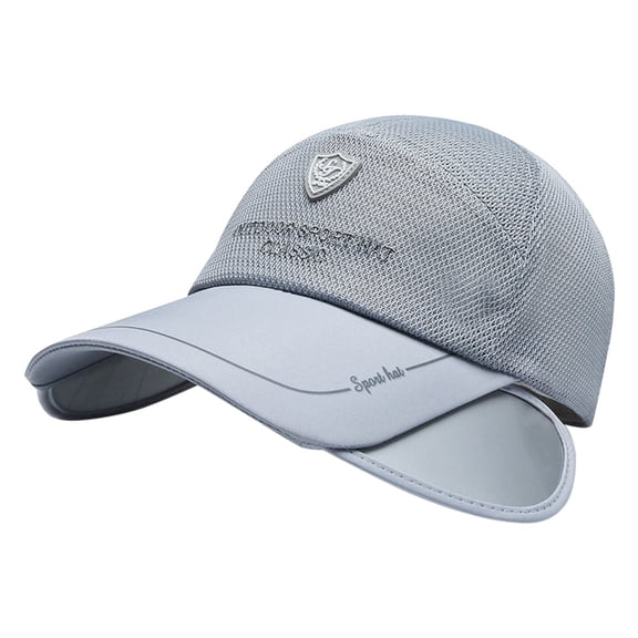 YAYUBA Unisex Mesh Peaked Cap Outdoor Sunscreen Sunhat Ladies Big Brim Baseball Cap Breathable Fishing Hat,Grey