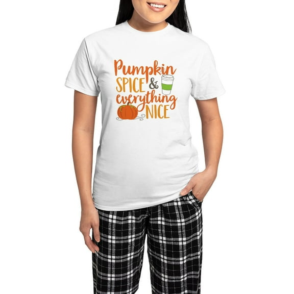 CafePress - Pumpkin Spice And Everythin Women's Light Pajamas - Women's Short Sleeve Print T-Shirt and Pants Light Cotton Pajama Set