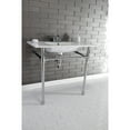 thumbnail image 2 of Kingston Brass KVPB37227W41 Dreyfuss 37" Ceramic Console Sink with Stainless Steel Legs (4-Inch, 3-Hole), White/Polished Chrome, 2 of 8