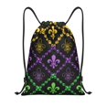 thumbnail image 1 of Saiise Mardi Gra Geometric Pattern Sports Drawstring Backpack - String Swim Gym Bag with Wet Proof Pocket for Women&Men-Medium, 1 of 6