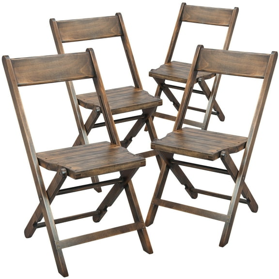 Flash Furniture Natalie Adult Size Slatted Wood Folding Event Chairs, Set of 4, Antique Black