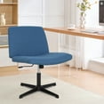 thumbnail image 2 of Criss Cross Chair, Armless Cross Legged Desk Chair Wide Seat Computer Task Chair Modern Height Adjustable Mid Back Chair No Wheels （Blue）, 2 of 9