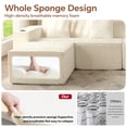 thumbnail image 4 of 67 Cloud Couch, White Modern Sectional Couch for Living Room, L-Shaped Corduroy Boneless Sofa with Deep Seat, 1 Ottoman, Right-Facing Chaise, 4 of 7