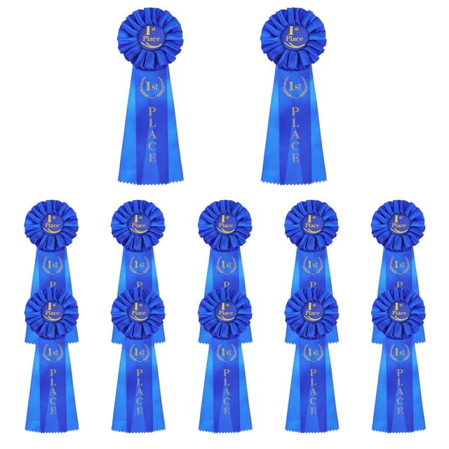 Uxcell 12 Pcs Rubans de Récompense, Ruban de Reconnaissance du Gagnant de la 1re Place pour Événement Sportif de Compétition, Bleu