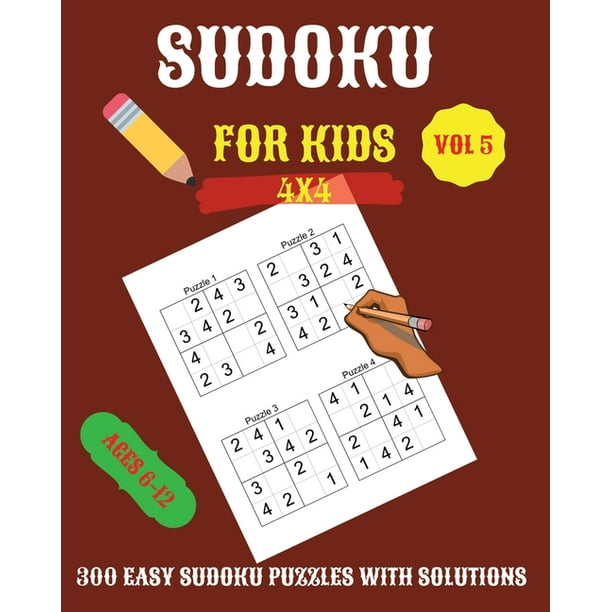 sudoku for kids 300 easy sudoku puzzles for kids and beginners 4x4 with solutions paperback walmart com