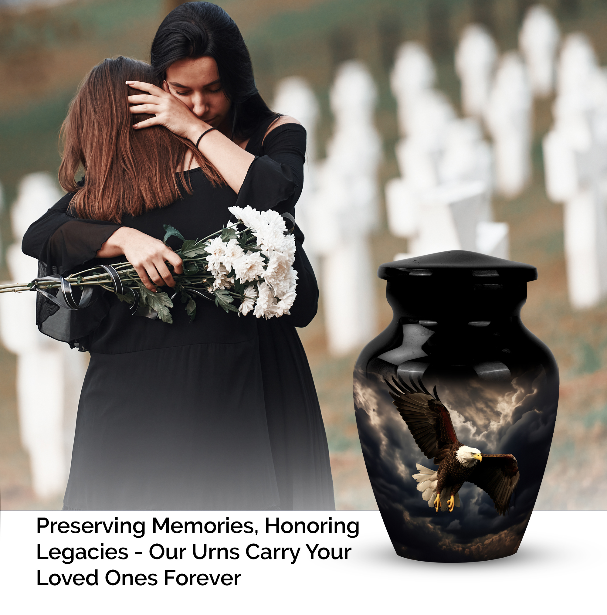 Unique Eagle With Rain Clouds Design Urn Urns For Human Ashes - Little Cremation Keepsakes - Tiny Cremation Urn Human Ashes - Small Memorial Ashes Urn - Mini Urn For Ashes 3Inch Set Of 4