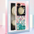 thumbnail image 5 of Nalacover for Samsung Galaxy Z Flip5 Slim Case, Fish Scale Marble Pattern Soft TPU Shockproof Lens Protection Cover for Women Girls, Compatible with MagSafe Wireless Charging Case,Colorful Scales, 5 of 12