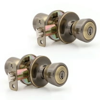 Lokhaus Keyed Entry Tulip Doorknob Antique Brass Twin Pack