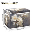 thumbnail image 3 of Muted White Flowers Large Storage Bins with Linen Collapsible Lid Storage Box 16.7 x 12.6 x 11.8in, 3 of 7