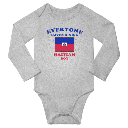 

Everyone Loves a Nice Haitian Boy Baby Long Slevve Bodysuit Outfits (Gray 3-6 Months)