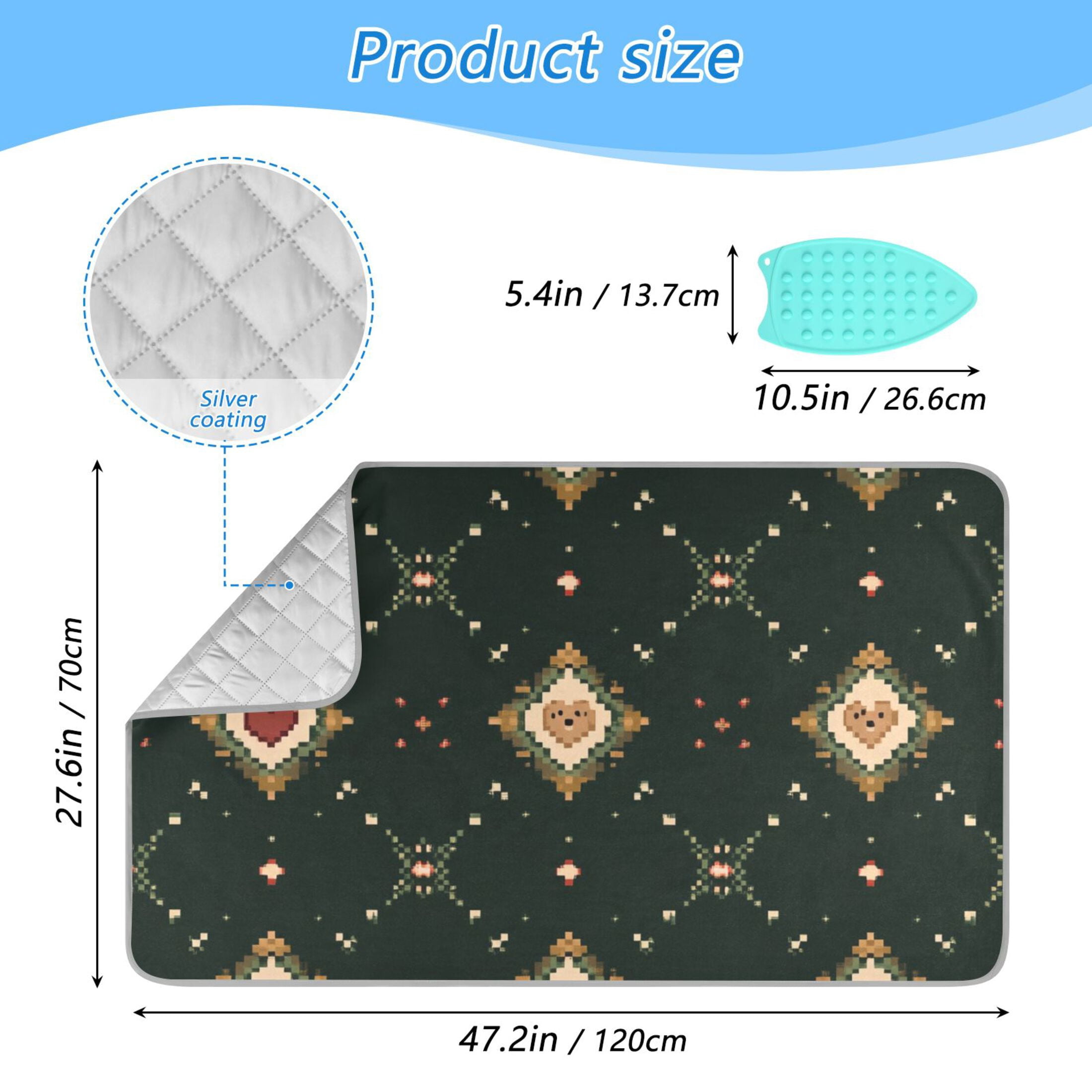 Lattice Hearts Ironing Board Covers Heat Resistant Ironing Pad Mat Portable for Travel Washer Dryer Table