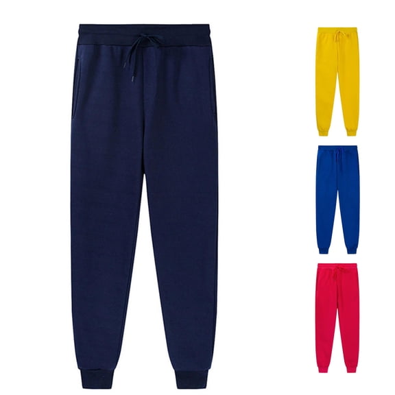 RUTAYY Girls Jogger Pants Solid Color Drawstring Waist Side Pockets Casual Sport Bottoms Navy