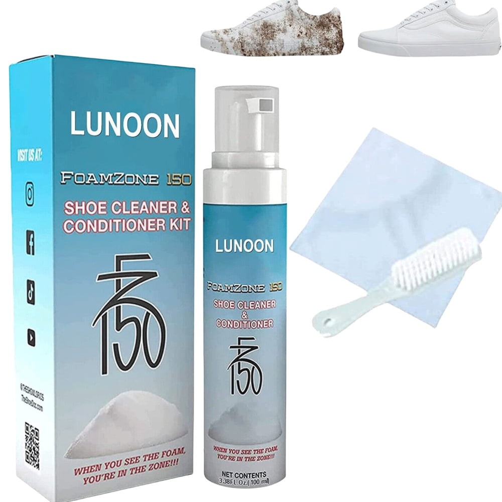 FoamZone Shoe Cleaner, Rich Foaming, Water-Free, Portable Kit with