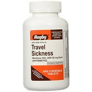 6 Pk Rugby Meclizine 25mg Travel Sickness Tablets (Compare to Bonine) 1000ct Ea