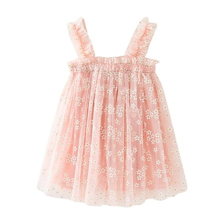 

Toddler Girls Sleeveless Floral Tulle Suspenders Princess Dress Dance Party Dresses Clothes Kids Summer Dress