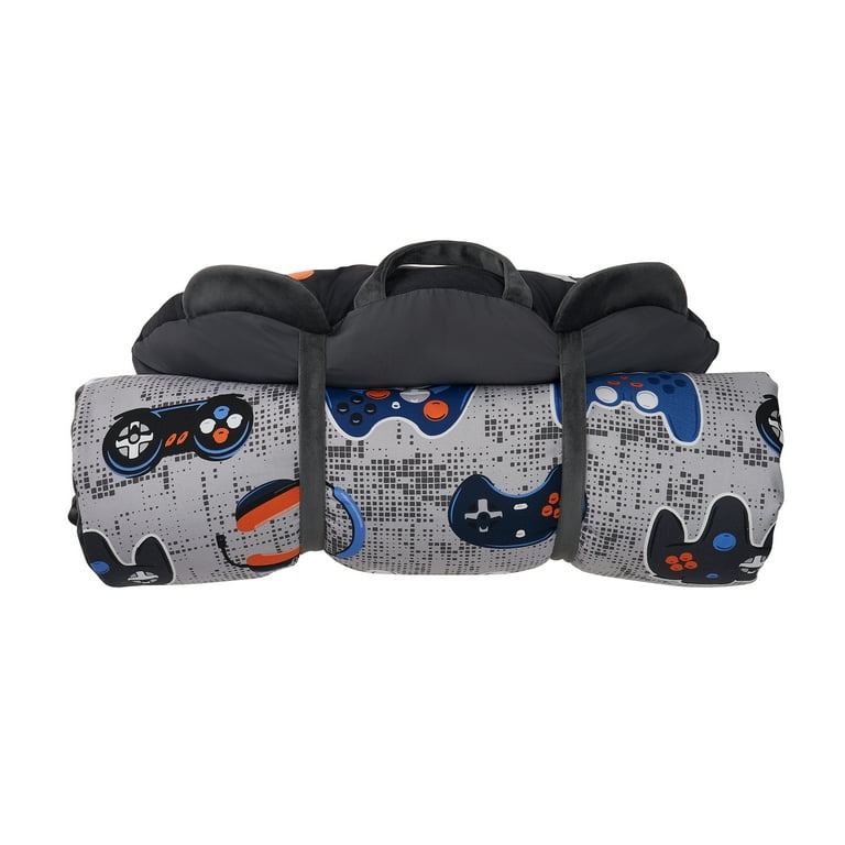 Your Zone Black Gamer Glow in the Dark Child Nap Mat, 24