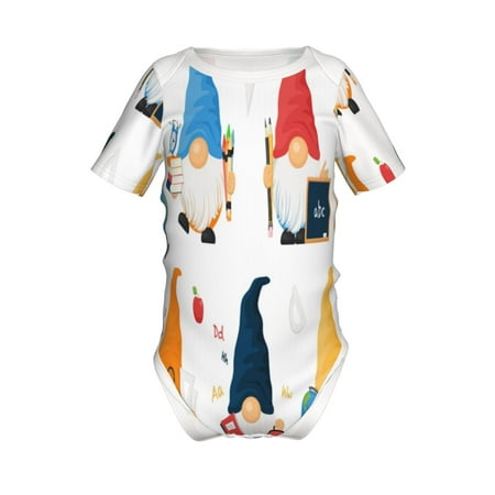

Lukts School Cute Gnomes Print Baby Short Sleeve Romper Onesie for Newborn Baby Boys and Girls-12 Months