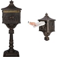 thumbnail image 2 of Elleree Cast Aluminum Mailbox with Post Large Antique Bronze Aluminium Locking Pedestal Mailboxes, Fade Proof, 2 of 9