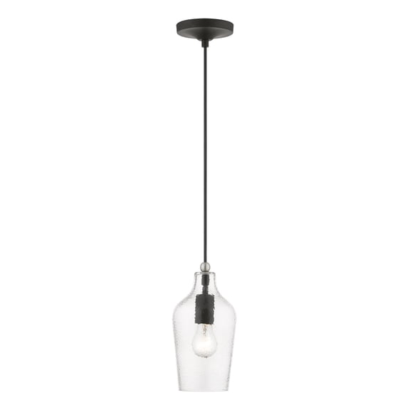 Livex Lighting, 41240-04, Avery, Mini Pendant, Black with Brushed Nickel Accent
